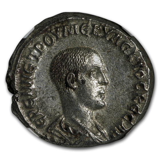 Roman BI Tetradrachm Herennius Etruscus (251 AD) Ch AU NGC Roman BI Tetradrachm Herennius Etruscus (251 AD) Ch AU NGC